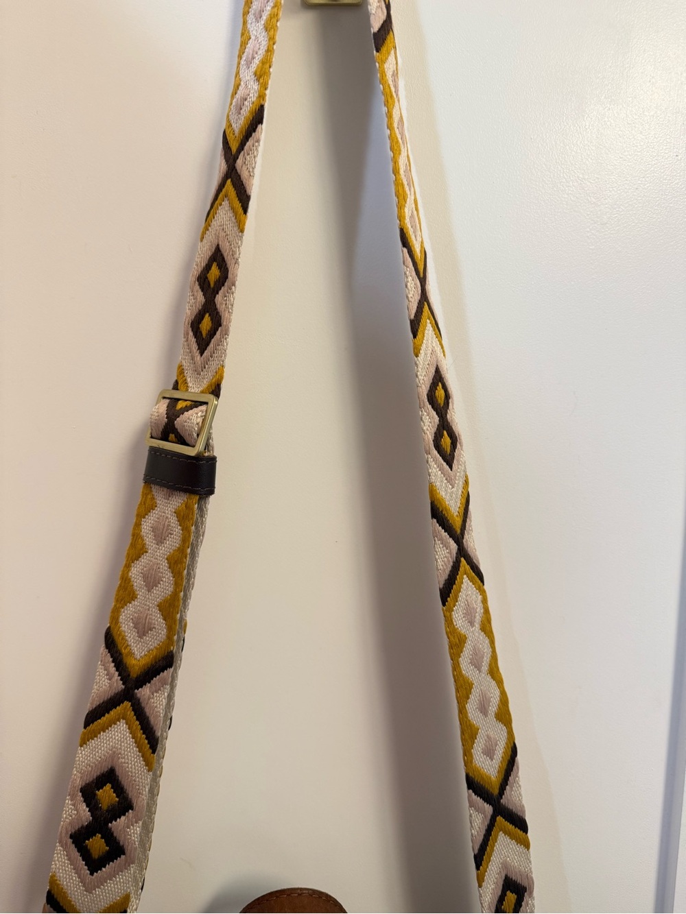 Portland Leather Mini Crossbody Bag with Patterned Strap - Picture 6 of 8